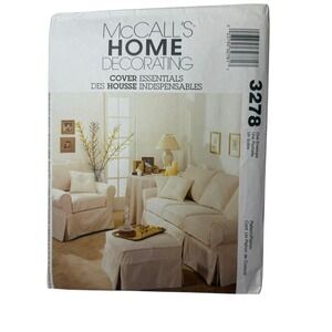 McCalls 3278 Sewing Pattern, Sofa Chair Ottoman‎ Slipcover Pillow Tablecloth UC